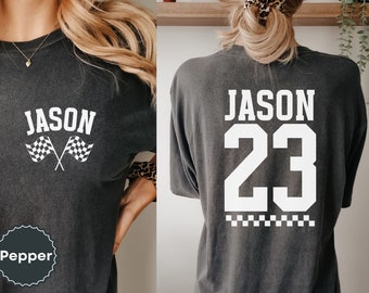 Personalized Motocross Name and Number Comfort Colors T-shirt, Custom Dirt Bike Shirt Women's Men's Unisex Girls Jersey Gift for Girlfriend