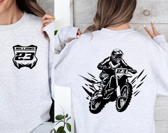 Personalized Dirt Bike Sweatshirt for Boys and Girls, Moto Mom and Girlfriend, Christmas Motocross Gift for Boyfriend, Motorcycle Birthday