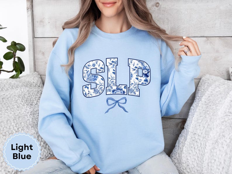 SLP Sweatshirt, Floral Speech Language Pathologist Gift, Toile Bow Coquette Speech Therapist, Speech Teacher Pullover, Graduation Sweater image 2