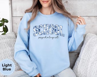 School Psychologist Floral Sweatshirt Future Psychology Gifts Cute Toile Blue Sweater Student Psych Major Graduation Gift Ideas Psych Shirt