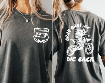 Custom Back to School Dirt Bike Kids Jersey, Personalized Motocross Name and Number Comfort Colors T-shirt, Unisex for Girls Boys Gift