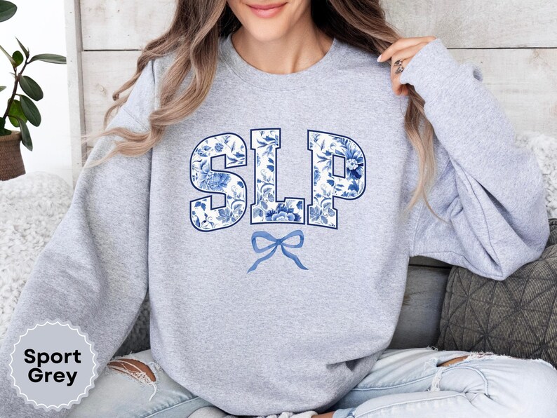SLP Sweatshirt, Floral Speech Language Pathologist Gift, Toile Bow Coquette Speech Therapist, Speech Teacher Pullover, Graduation Sweater image 7