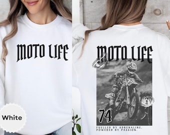 Personalized Motocross Photo and Number Sweatshirt, Custom Dirt Bike Shirt for Girlfriend Women Men Kids Girls Gift, Moto Mom Clothes Unisex