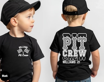 Dirt Bike Custom Pit Crew Toddler Shirt Personalized Pit Crew Racing Birthday Shirt Motocross Tee Name and Number Dirt Track Checkered Flag