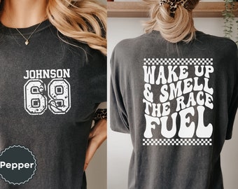 Personalized Motocross Name and Number Comfort Colors T-shirt, Custom Dirt Bike Shirt, Racing Track Unisex Girls Jersey Gift for Girlfriend