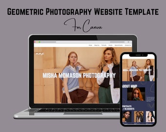 Geometrische Fotografie Website Vorlage, Canva Vorlage, Fotograf Website Vorlage, Kleines Unternehmen Website, Sofort Download, Bearbeitbar
