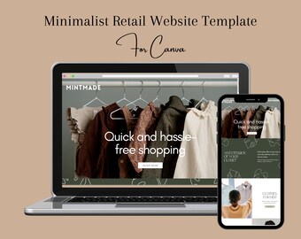 Minimalist Retail Website Template, Retail Template, Instant Download, Canva Template, Customizable Fashion Website, Clothes Website