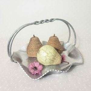 Vintage Farber & Shelvin Handwrought Aluminum Basket Dish, #1726
