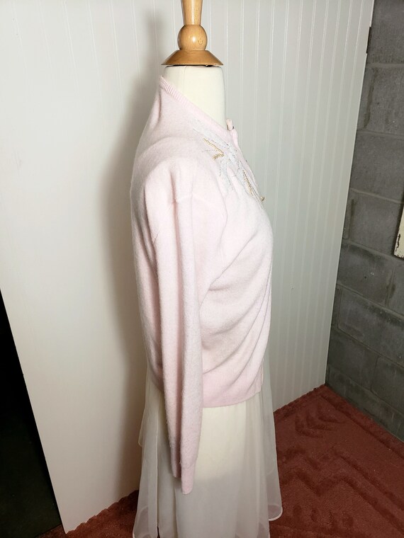 Vintage 1950s Pink Beaded Cardigan - image 8