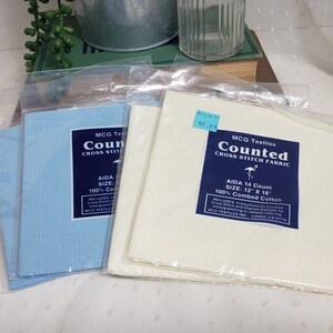 Lot of 4 AIDA 14 Count 12&quot; x 18&quot; Counted Cross Stitch Fabric, MCG Textiles