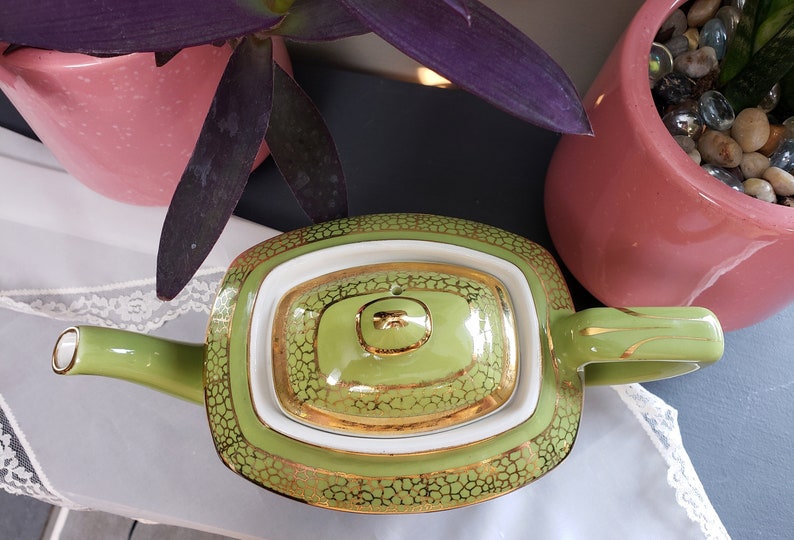 Vintage Ceramic Hall Pottery Hollywood Teapot Light Avocado Etsy