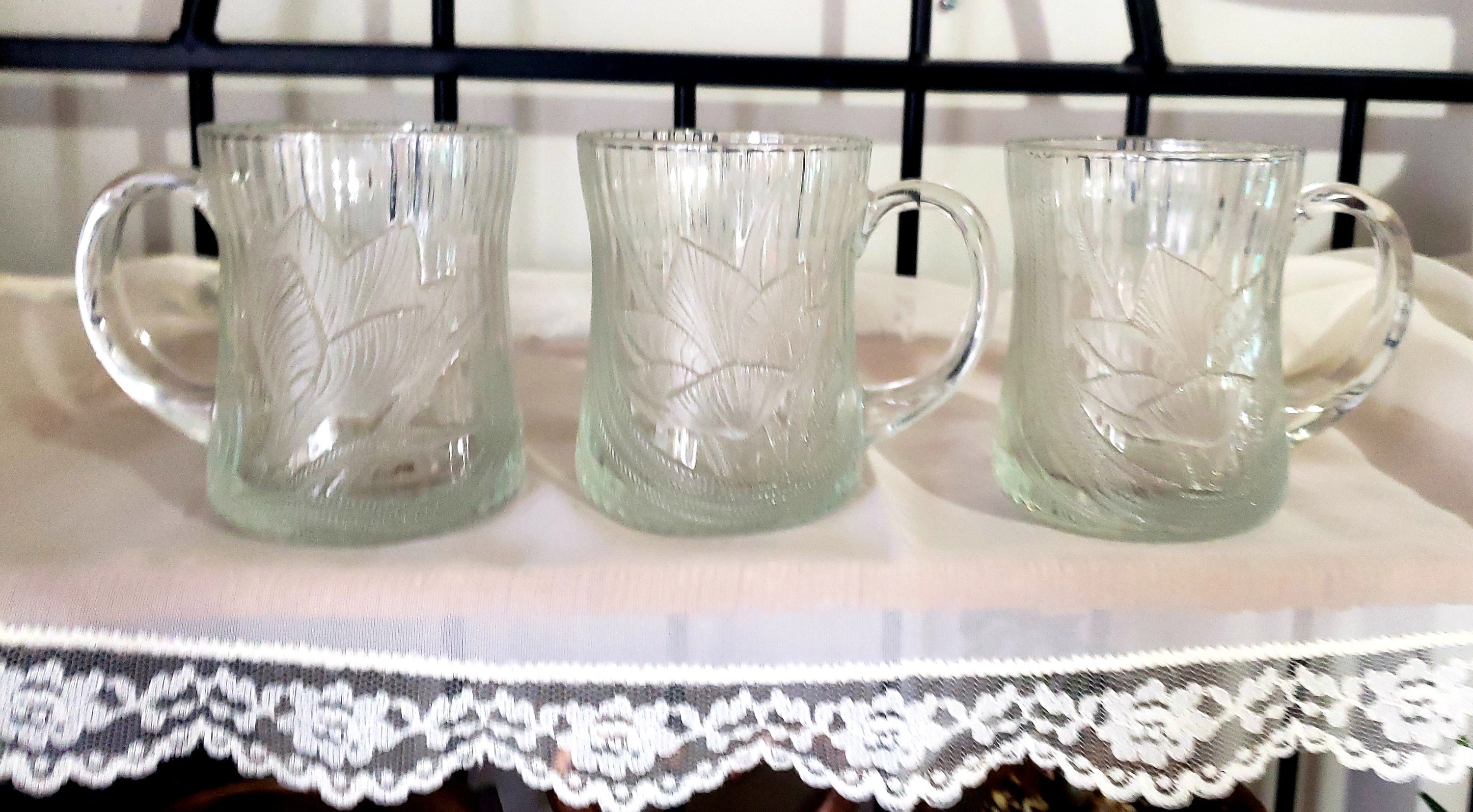 Arcoroc Luminarc Mug Set of 3, Canterbury Tempered Glass Mugs Embossed