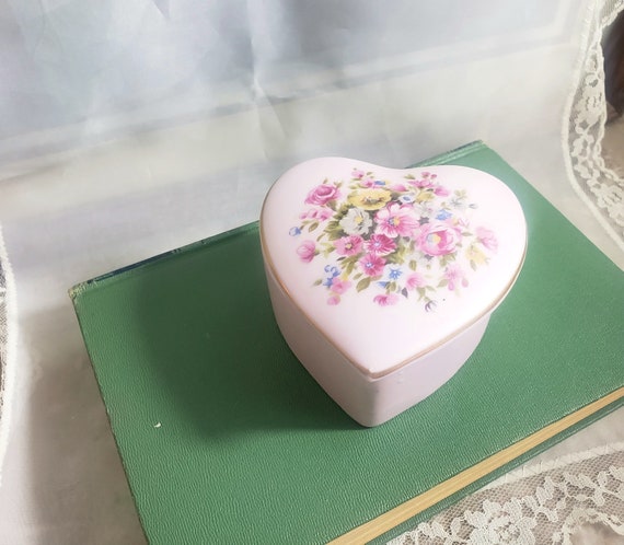 Vintage Pink Floral Porcelain Heart Shaped Trinke… - image 10