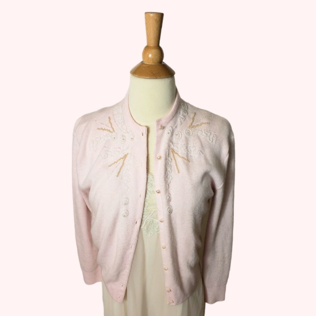 1960s Pink Beaded Cardigan