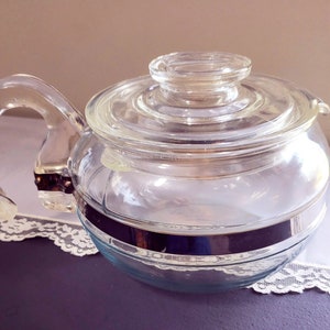 Vintage Pyrex Teapot and Lid 6 Cup Pyrex Glass Teapot 1936 Vintage Pyrex Teapot and Lid 6 Cup Pyrex Glass Teapot 1936
