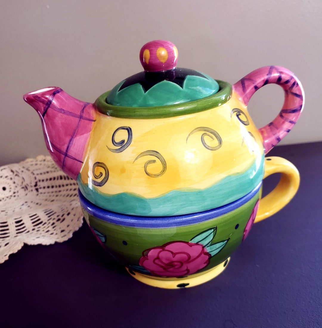 Whimsical Stacking Teapot and Cup Set, Tea for One Etsy
