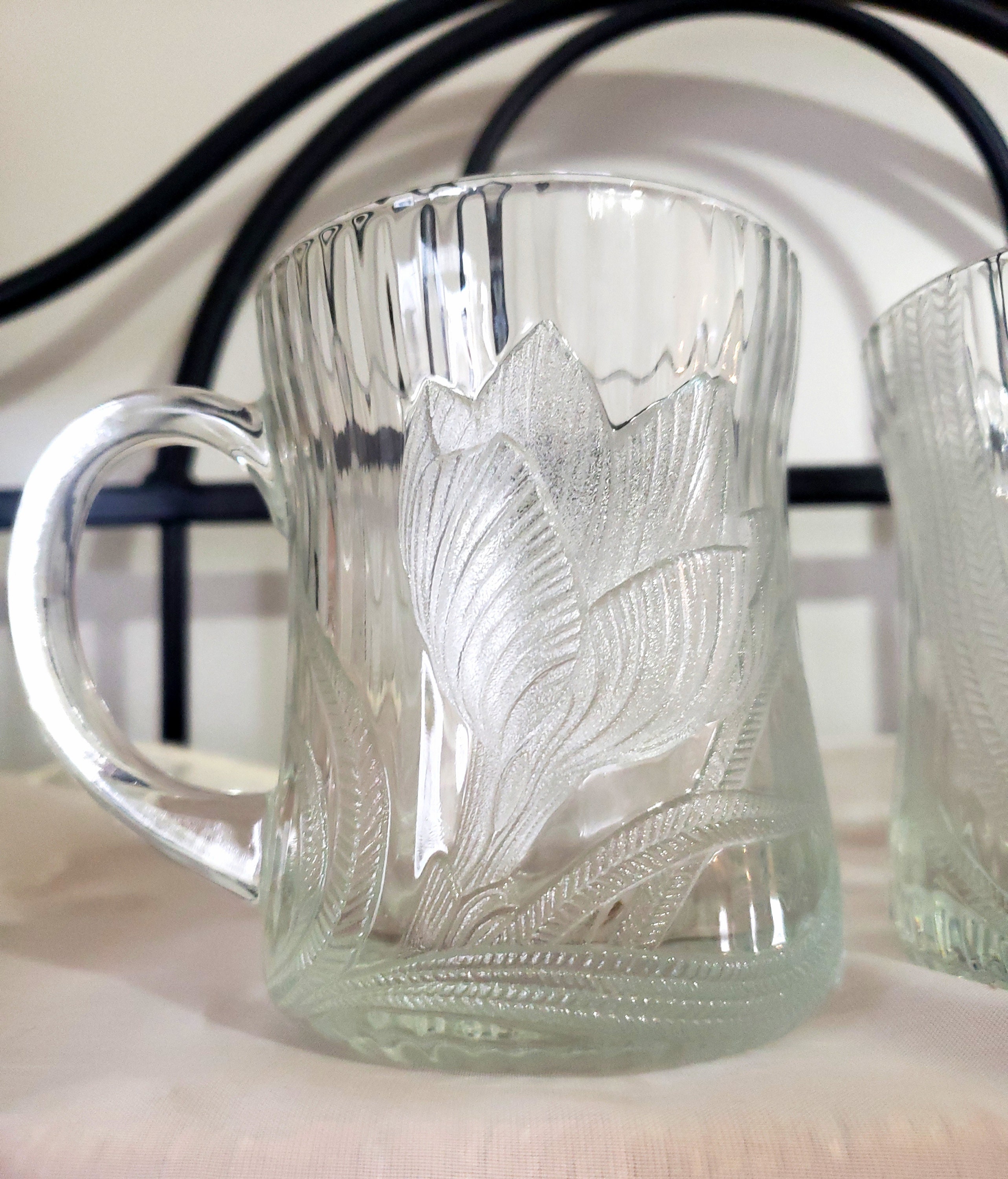 Arcoroc Luminarc Mug Set of 3, Canterbury Tempered Glass Mugs Embossed