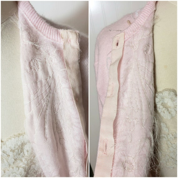 Vintage 1950s Pink Beaded Cardigan - image 10