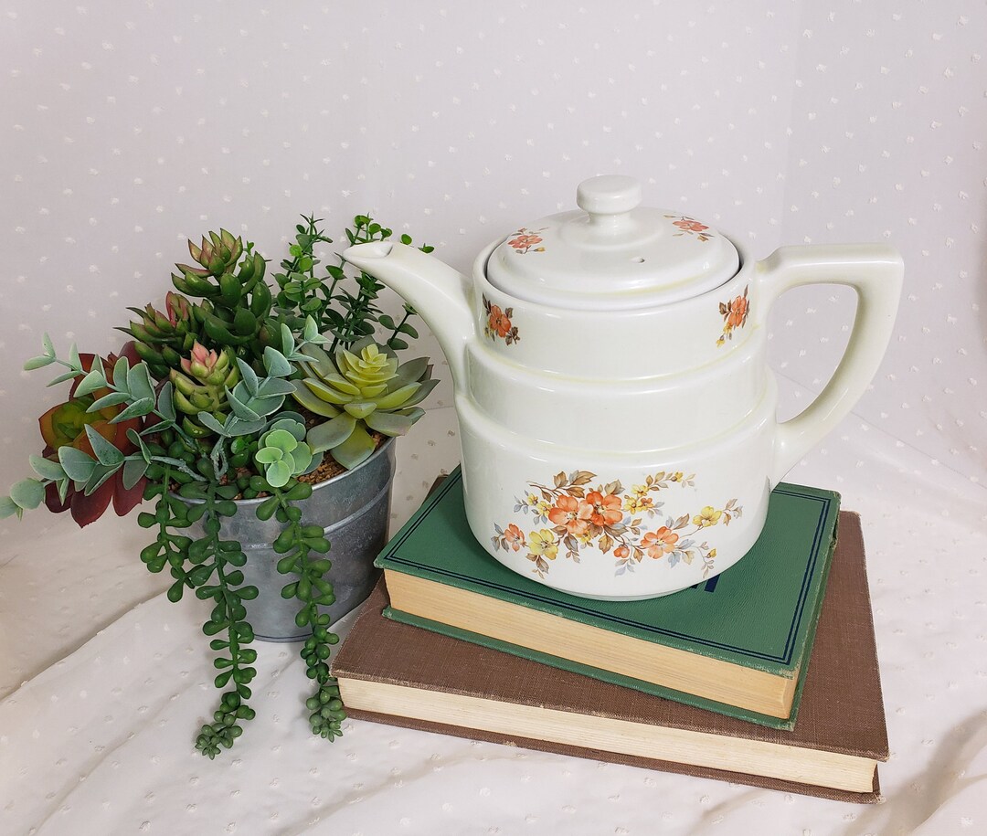 Vintage Ceramic Hall's Superior Quality Kitchenware Teapot With Peach Floral Design DECOR USE Etsy