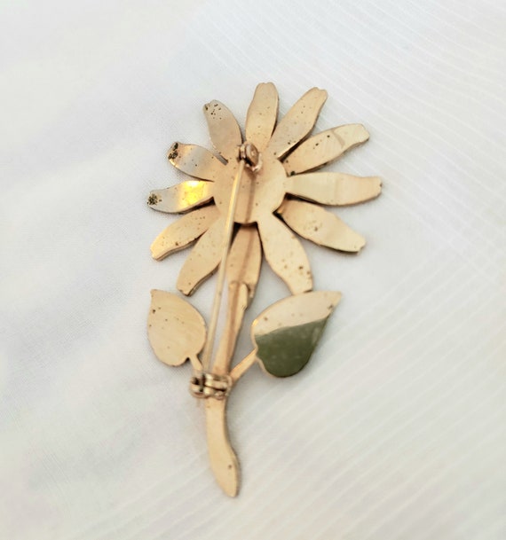 Vintage Daisy Brooch, White Daisy Pin - image 5