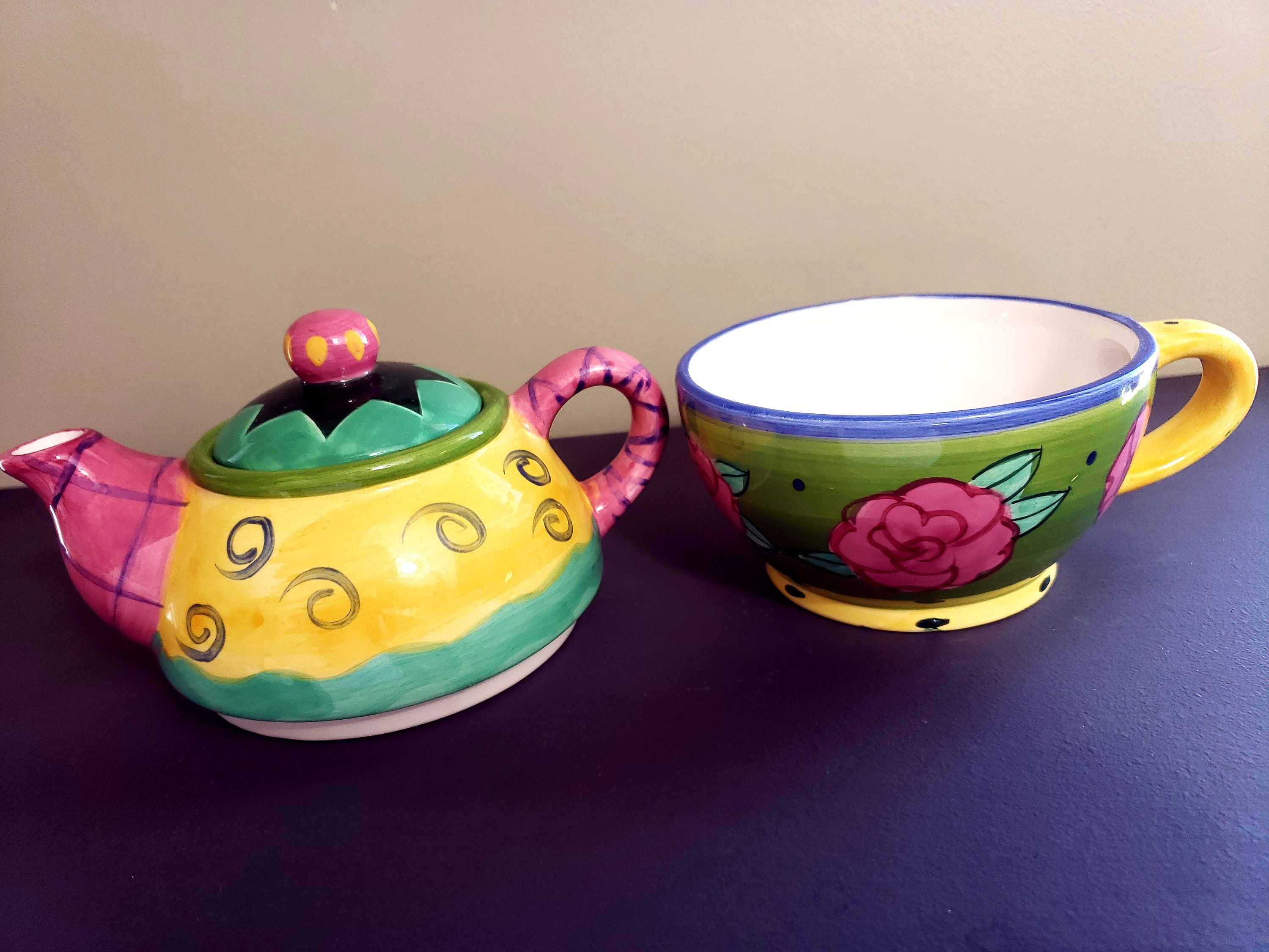 Whimsical Stacking Teapot and Cup Set Tea for One Etsy