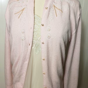 Vintage 1950s Pink Beaded Cardigan