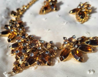 Juliana Topaz Rhinestone Necklace and Earrings Set – Verified Vintage 1960s DeLizza & Elster Jewelry