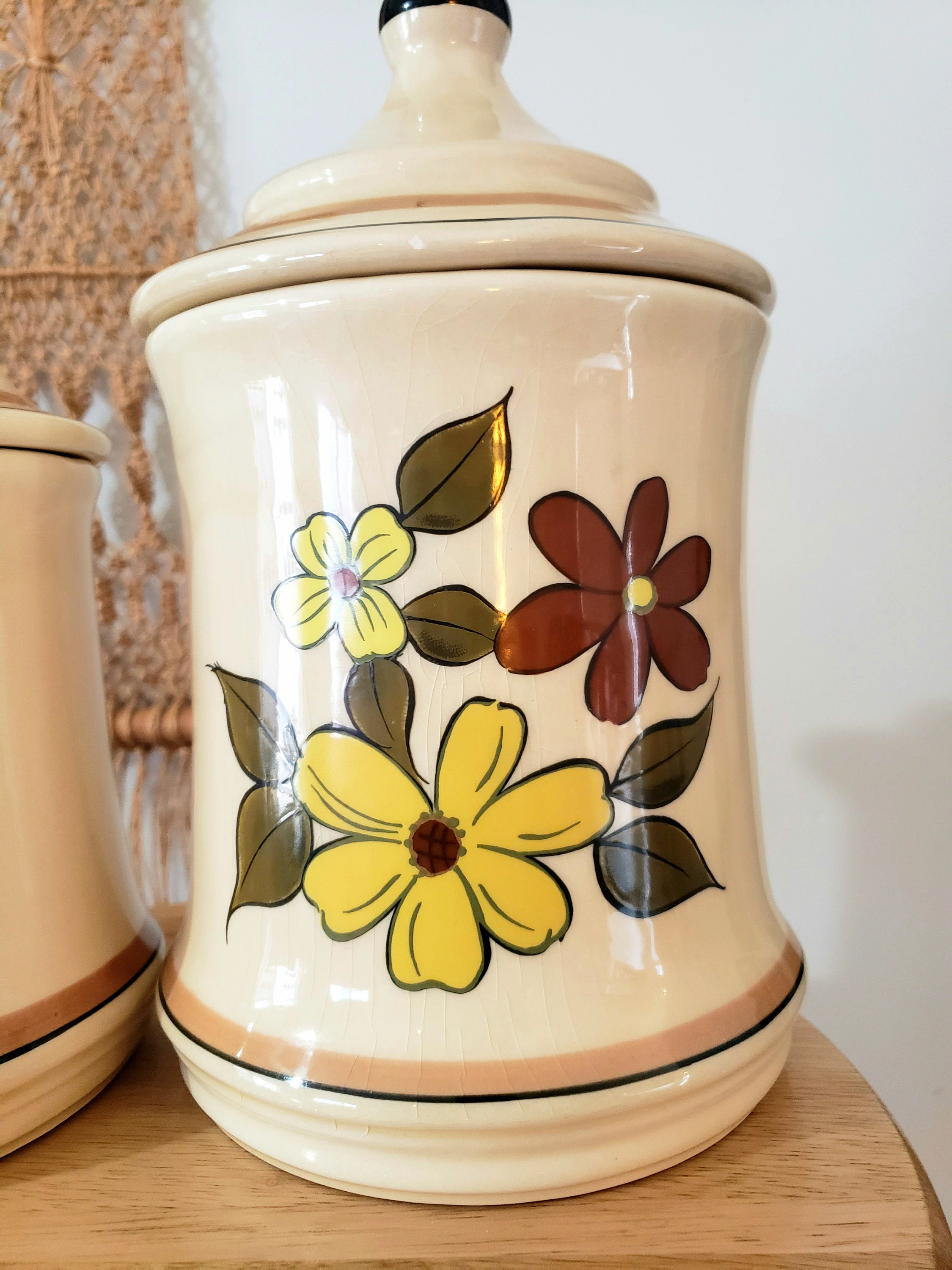 Set of Two 1970s MCM Vintage Kitchen Canisters Mid Century - Etsy
