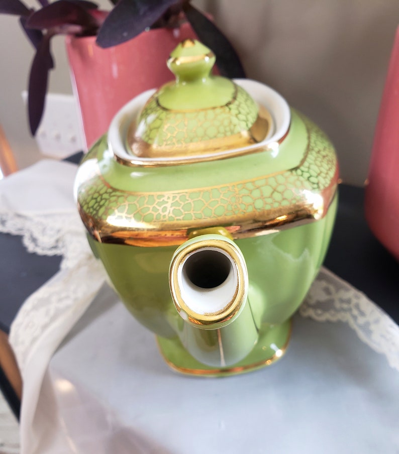 Vintage Ceramic Hall Pottery Hollywood Teapot Light Avocado Etsy