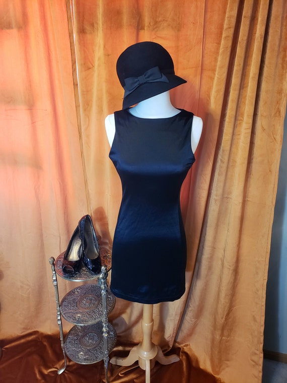 Vintage 1970s/80s Upbeat Silky Little Black Dress,