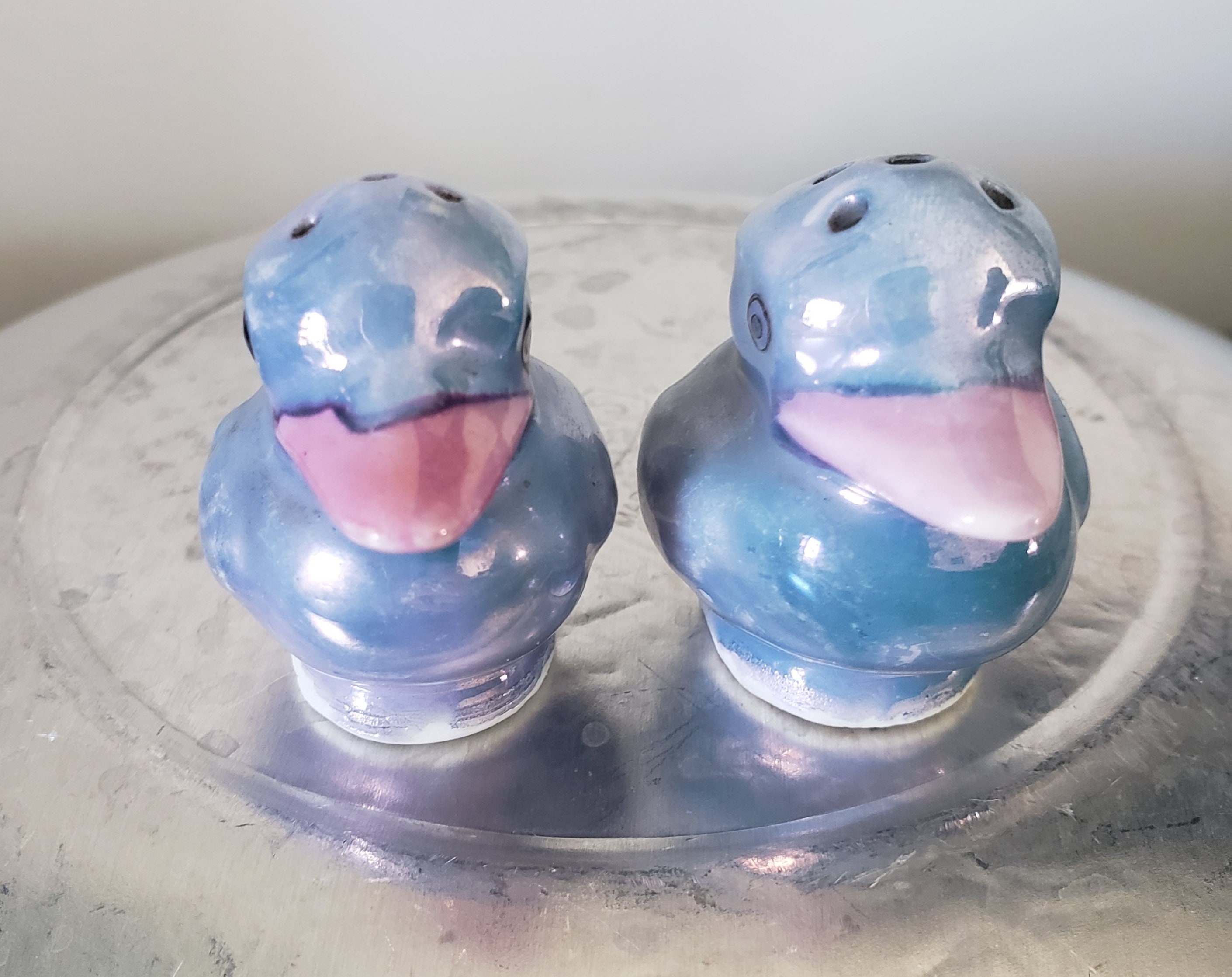 Vintage Lusterware Kookaburra Salt and Pepper Shakers, Japanese Lusterware Collectibles, Bird