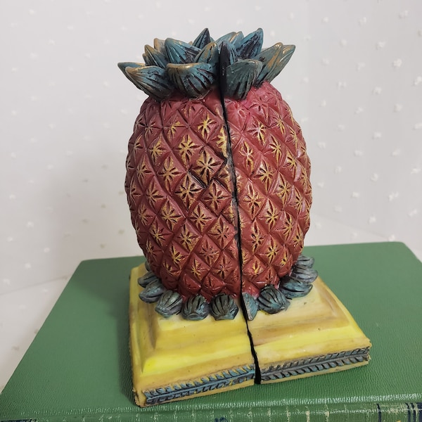 Vintage Pineapple Bookends, Solid Polyresin