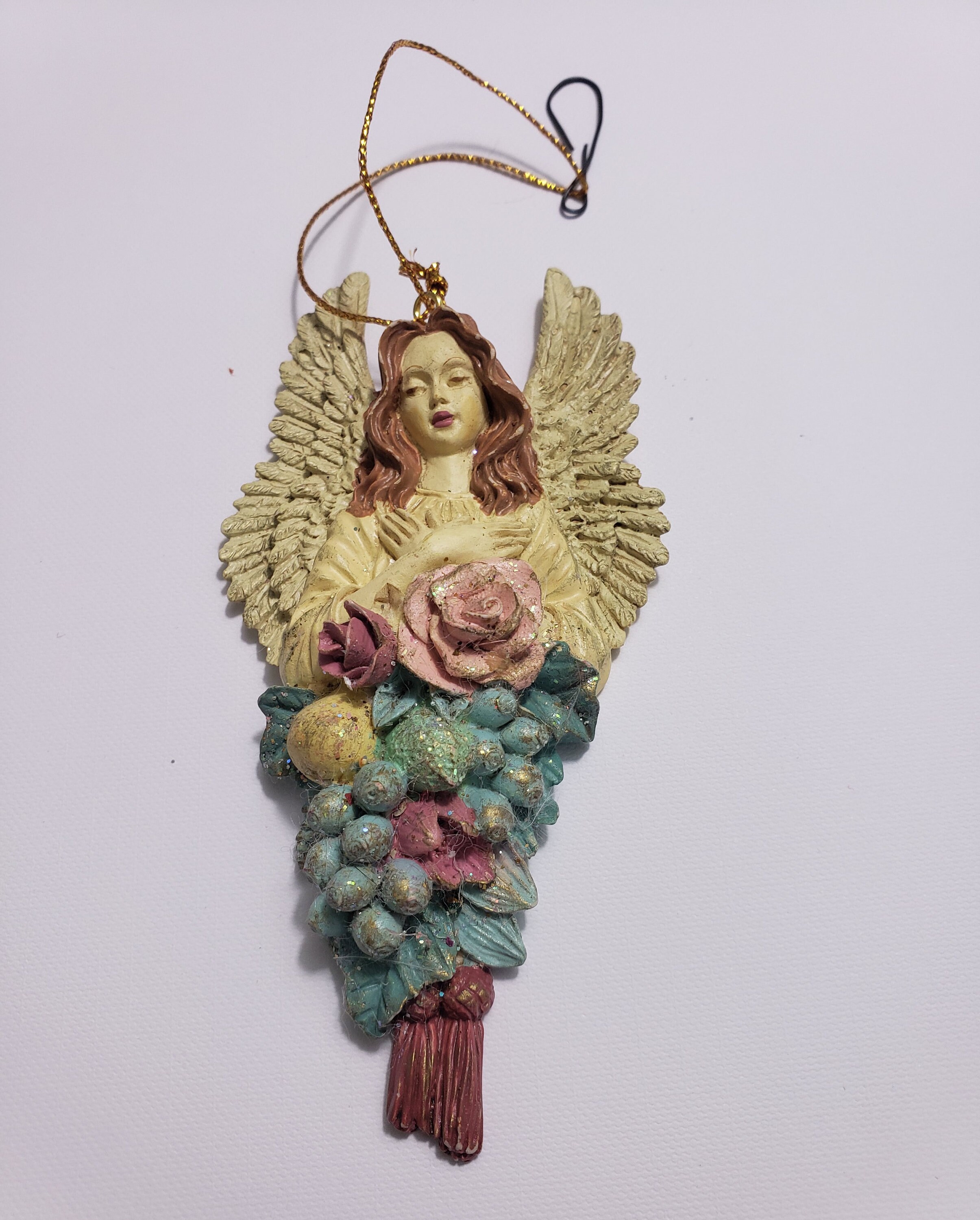 Vintage Angel Ornament With Flowers Peaceful Angel Etsy