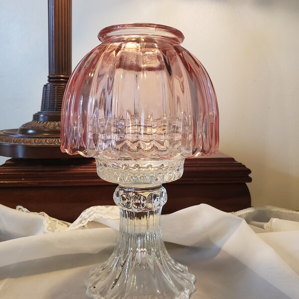 Vintage L.E. Smith Pink Fairy Lamp, Candle Lamp