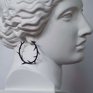 Thorny Branch Hoop Earrings: Polymer Clay Crown of Thorns