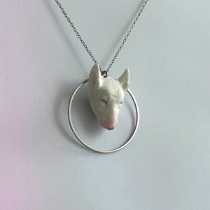 Bullterrier Anhänger: Polymer Clay Hundehalskette