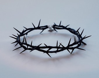 Handmade Pottery Clay Thorn Collar - Adjustable Neck Wreath