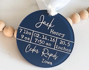 Baby&#39;s First Christmas Ornament 2024, Personalized Acrylic Baby Birth Stats Ornament, My First Christmas Baby Keepsake, Custom New Baby Gift