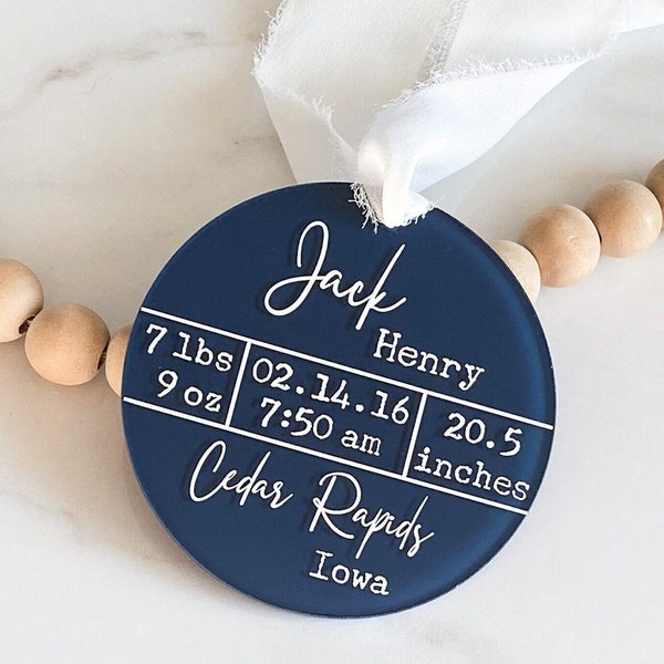 Baby's First Christmas Ornament 2023, Personalized Acrylic Baby Birth Stats Ornament, My First Christmas Baby Keepsake, Custom New Baby Gift