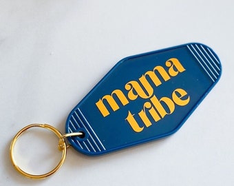 Mama Tribe Motel Keychain, Retro Hotel Keychain for Women, Custom Car Keychain New Mom Gift, Personalized Cool Keychain Best Friend Gift