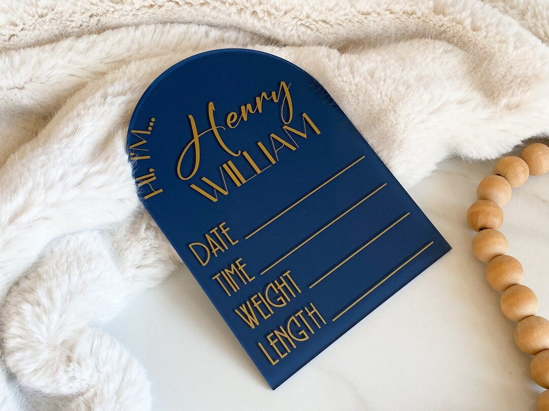 Modern Baby Name Birth Stats Sign, Newborn Baby Hospital Name Sign