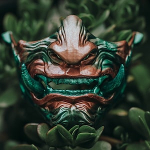 Ghost of Tsushima Oni Mask half samurai mask Japanese armor Mempo Hannya Halloween mask carnival party cosplay role play costume, 3d printed