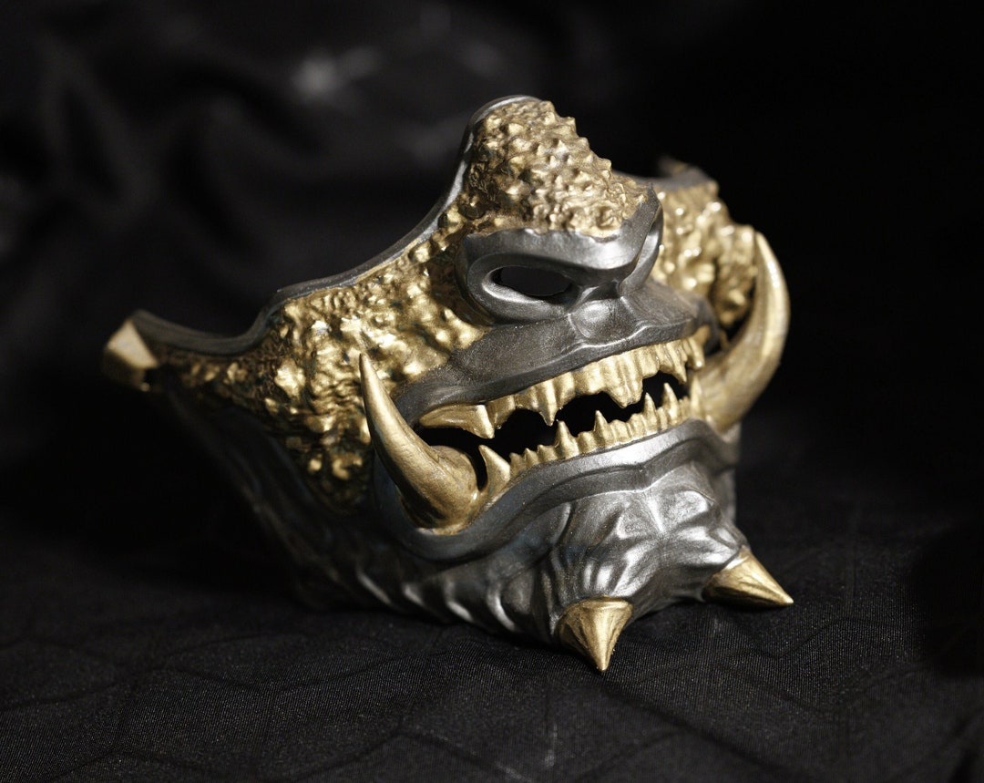 Kings Mask Oni Half Face Mask Samurai Japanese Mempo Etsy