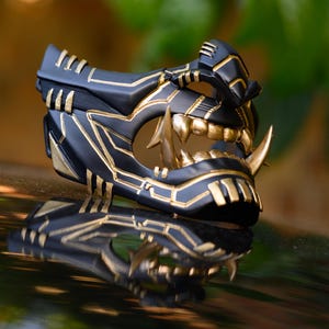 Samurai Sci-Fi Techno mask, Cyberpunk mask Oni mask Japanese armor Mempo mask Hannya halloween mask carnival party cosplay role play costume