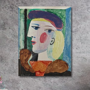 Femme  Au Beret Mauve by Pablo Picasso,Picasso Artwork,Marie Therese Walter ,Reproduction Print,Surrealism Art,Exhibition Art,Femme Profile