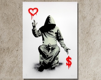 愛かお金か バンクシーボーイ キャンバスウォールアート/バンクシー