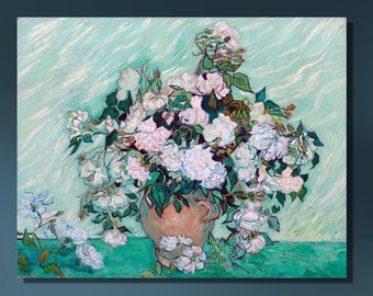 Vincent van Gogh Roses Canvas Wall Art|Modern Art Painting|Art Reproduction|French Impressionist Landscape Painting|Giclee Prints|Gift Idea