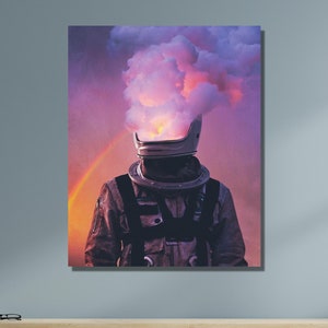Astronaut Wall Art,Astronaut in Space Canvas Wall Art Design,Wall Decor,Outer Space Poster