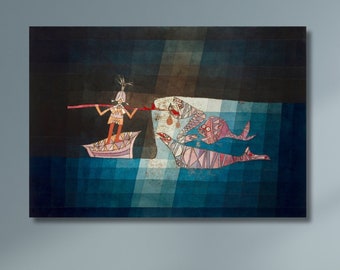 Battle scene from the funny and fantastic opera The Seafarers 1923 by Paul Klee Exhibition Artwork,The Seafarers Art,Abstract Expressionism