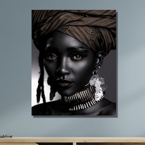 Black Woman Art, Living Room Canvas Wall Art,Print Artwork, Afro, african woman prints, Black Woman Make Up Home Decor Gift